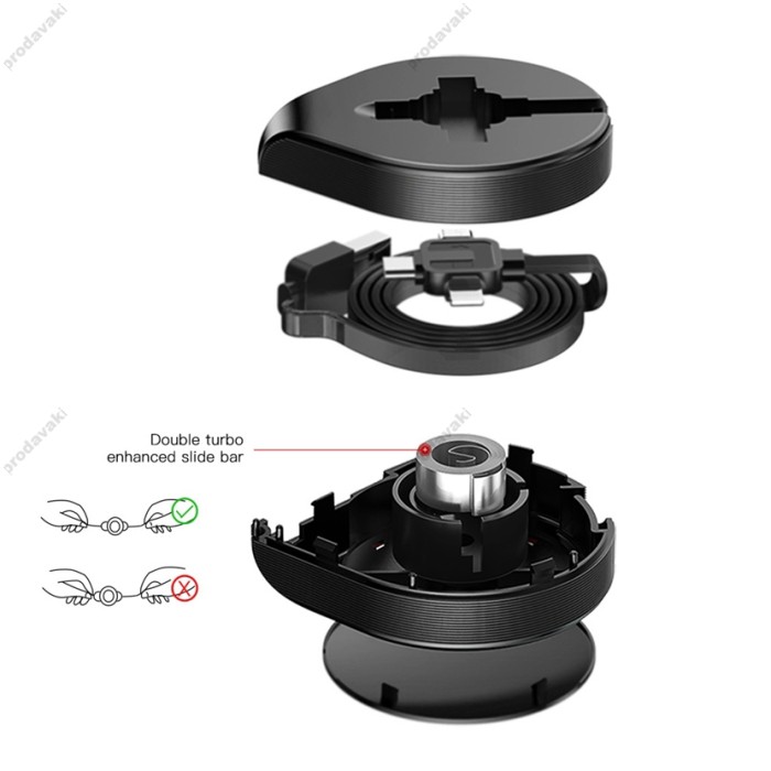 Кабель BASEUS combo Micro USB / Lightning / Type-C Waterdrop three-in-one scaling 1.5A 1.5m black CAMLT-EP01