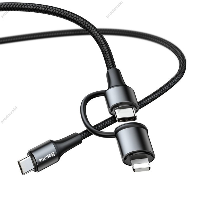 Кабель BASEUS Combo twins 2 in 1 Cable Type-C to Type-c / Lightning 1M 60W (20V 3A) + 18W (9V 2A) (CATLYW-H01)