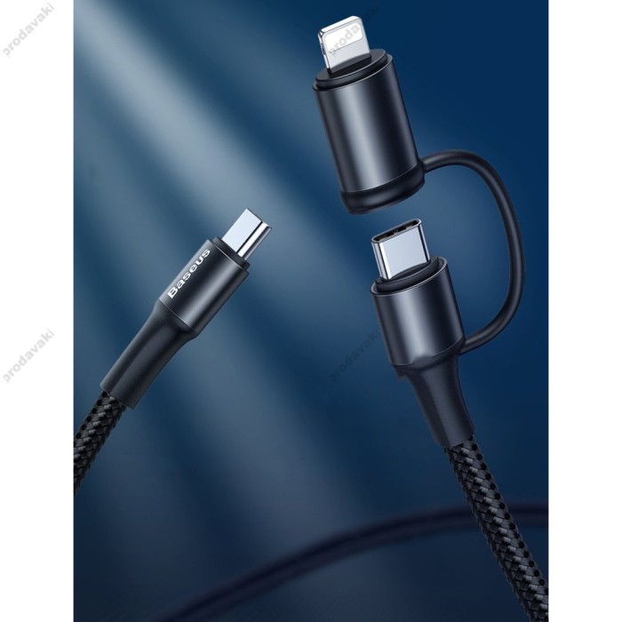 Кабель BASEUS Combo twins 2 in 1 Cable Type-C to Type-c / Lightning 1M 60W (20V 3A) + 18W (9V 2A) (CATLYW-H01)
