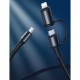 Кабель BASEUS Combo twins 2 in 1 Cable Type-C to Type-c / Lightning 1M 60W (20V 3A) + 18W (9V 2A) (CATLYW-H01)
