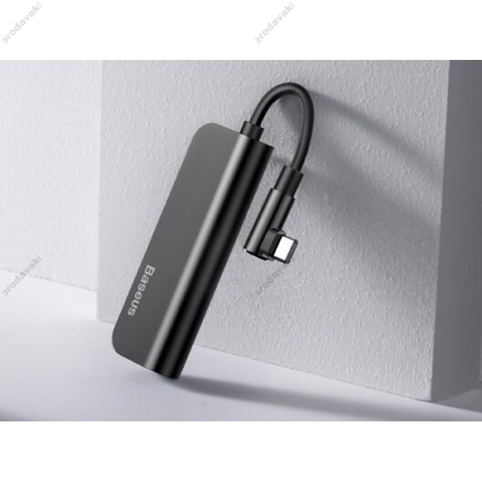 Перехідник BASEUS L53 Type-C to 3,5 mm Aux Macbook support PD 18W black CATL53-01