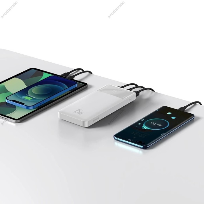 Повербанк портативний акумулятор Power Bank Baseus Bipow Digital 15W 10000 mAh White PPBD050002