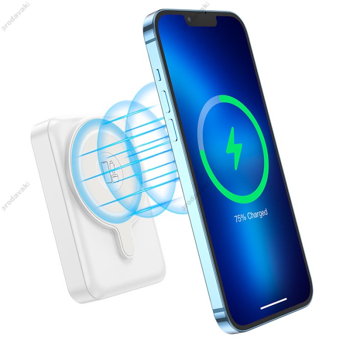 Повербанк портативний акумулятор Power Bank Hoco Q11 Expressar MagSafe магнітний 3in1 20W 10000 mAh White