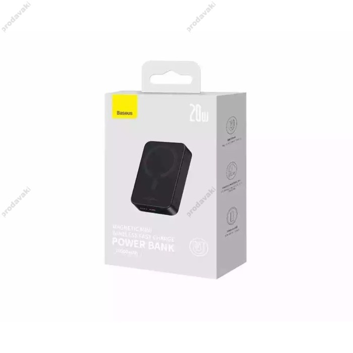 Повербанк портативний акумулятор Power bank Baseus Magnetic Mini Wireless 20W 20000 mAh Black PPCX150001