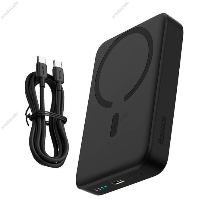 Повербанк портативний акумулятор Power bank Baseus Magnetic Mini MagSafe магнітний 10000mAh 30W Black PPCX110201