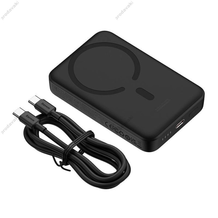 Повербанк портативний акумулятор Power bank Baseus Magnetic Mini MagSafe магнітний 10000mAh 30W Black PPCX110201