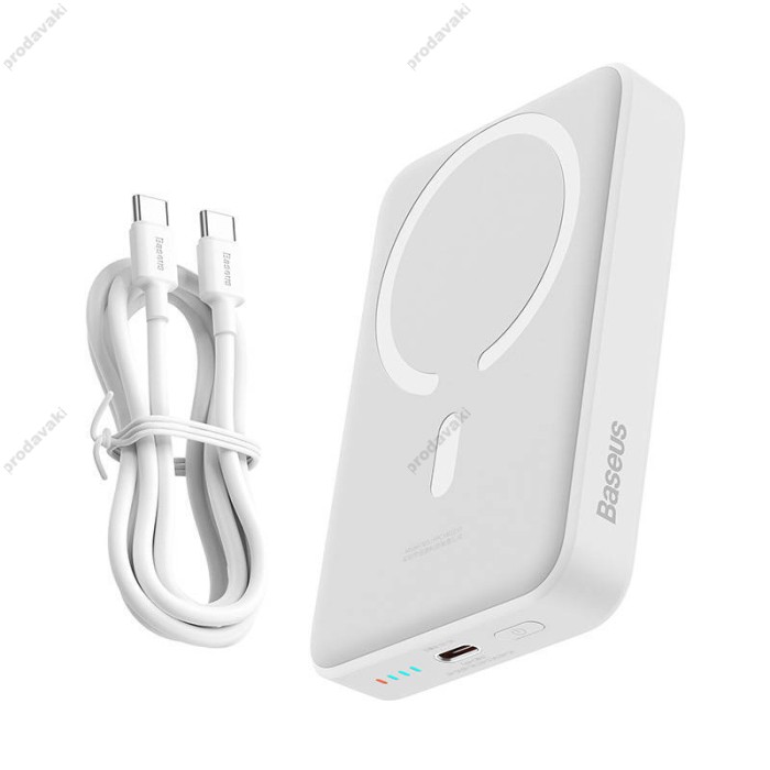 Повербанк портативний акумулятор Power bank Baseus Magnetic Mini MagSafe магнітний 10000mAh 30W White PPCX110202