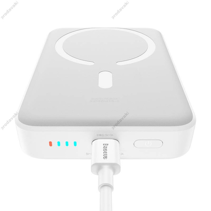 Повербанк портативний акумулятор Power bank Baseus Magnetic Mini MagSafe магнітний 10000mAh 30W White PPCX110202