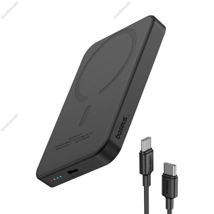 Повербанк портативний акумулятор Power bank Baseus Magnetic Mini Wireless MagSafe магнітний  20W 5000 mAh Black P10022107113-00