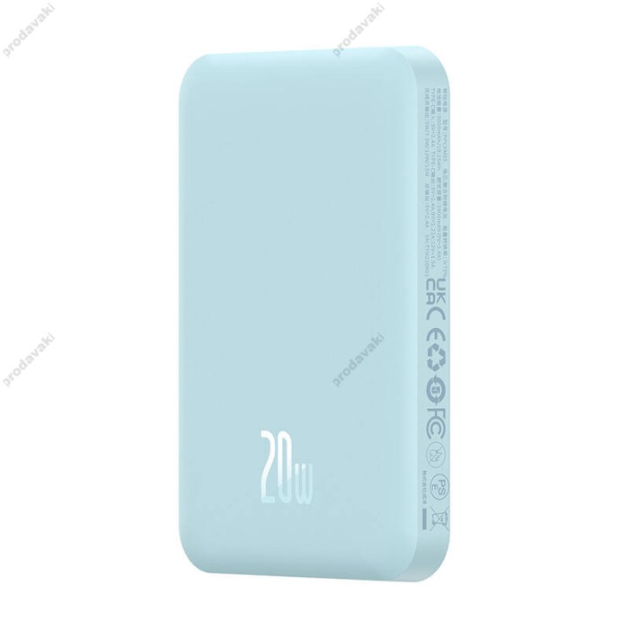 Повербанк портативний акумулятор Power bank Baseus Magnetic Mini Wireless MagSafe магнітний 20W 5000 mAh Blue P10022107313-00