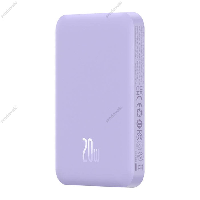 Повербанк портативний акумулятор Power bank Baseus Magnetic Mini Wireless MagSafe магнітний 20W 5000 mAh Purple P10022107513-00
