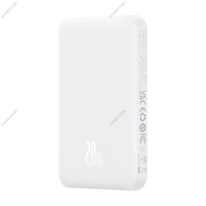 Повербанк портативний акумулятор Power bank Baseus Magnetic Mini Wireless MagSafe магнітний 20W 5000 mAh White P10022107223-00