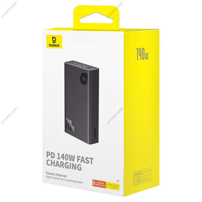 Повербанк портативний акумулятор Power bank Baseus Adaman Digital Display 140W 24000 mAh Black P10021508113-00