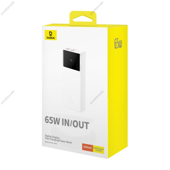Повербанк портативний акумулятор Power Bank Baseus Star-Lord Digital Display 65W 20000 mAh Cluster White P10022906213-00