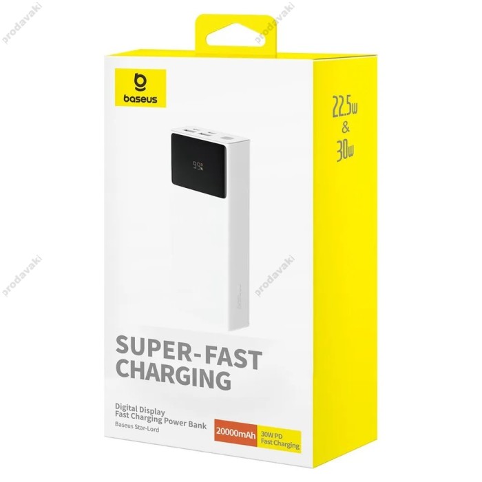 Повербанк портативний акумулятор Power Bank Baseus Star-Lord Digital 30W 20000 mAh Cluster White P10022904213-00