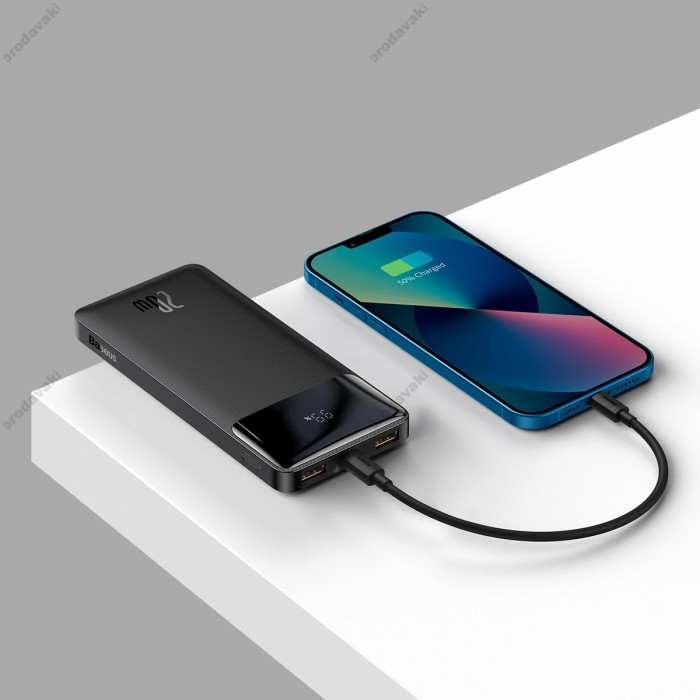 Повербанк портативний акумулятор Power bank Baseus Bipow Digital Display 20W 10000 mAh Black PPBD050301
