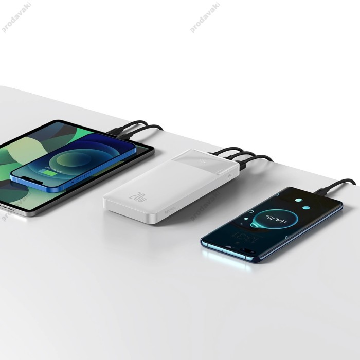 Повербанк портативний акумулятор Power bank Baseus Bipow Digital Display 20W 10000 mAh White PPBD050502