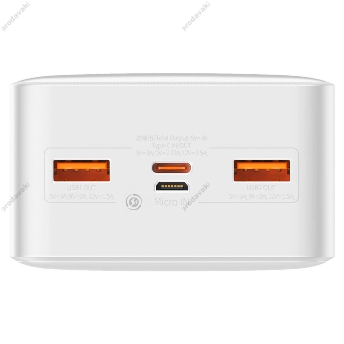 Повербанк портативний акумулятор Power Bank Baseus Bipow Digital Display Power Bank 30000 mAh 20W White PPBD050402