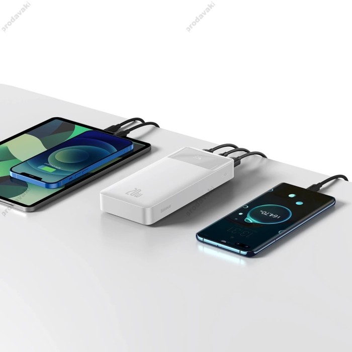 Повербанк портативний акумулятор Power bank Baseus Bipow Digital Display 20W 20000 mAh White PPBD050302