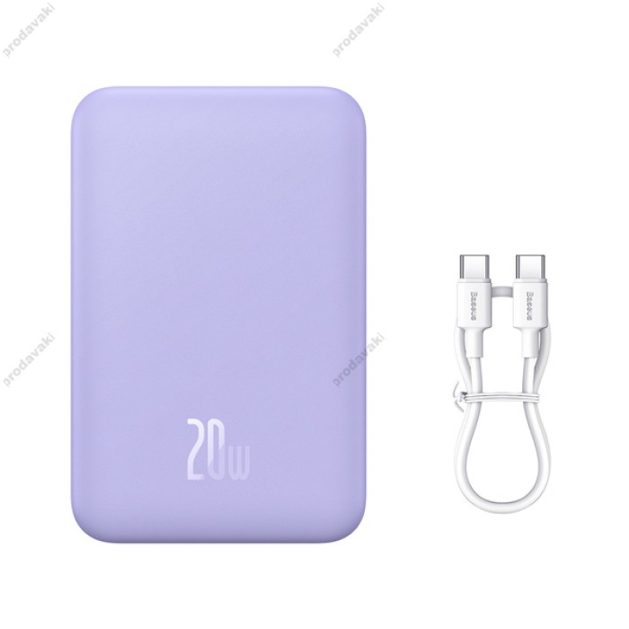 Повербанк портативний акумулятор Power bank Baseus Magnetic Mini Wireless 20W 20000 mAh Purple PPCX150005