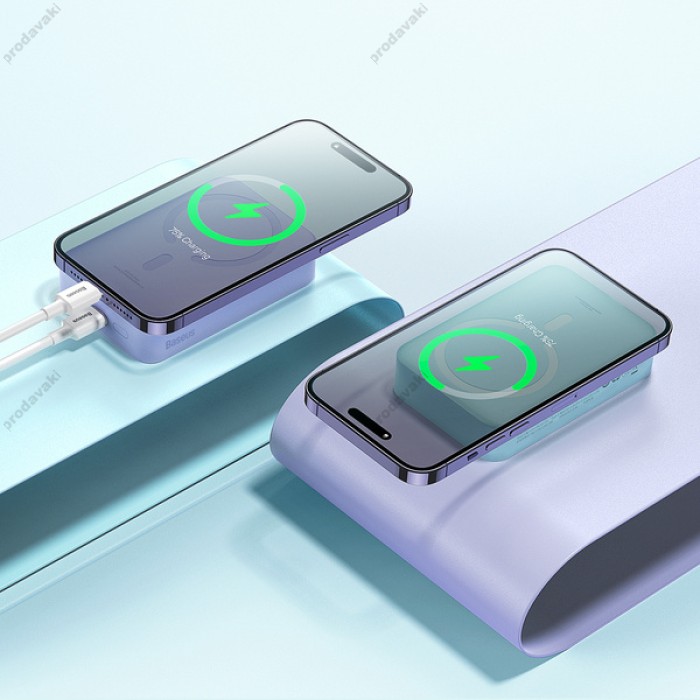 Повербанк портативний акумулятор Power bank Baseus Magnetic Mini Wireless 20W 20000 mAh Purple PPCX150005