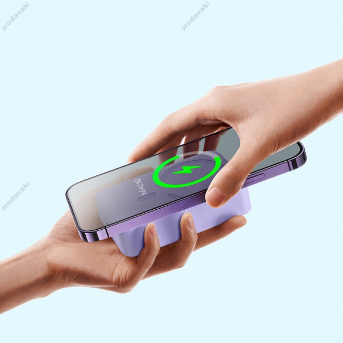 Повербанк портативний акумулятор Power bank Baseus Magnetic Mini Wireless 20W 20000 mAh Purple PPCX150005