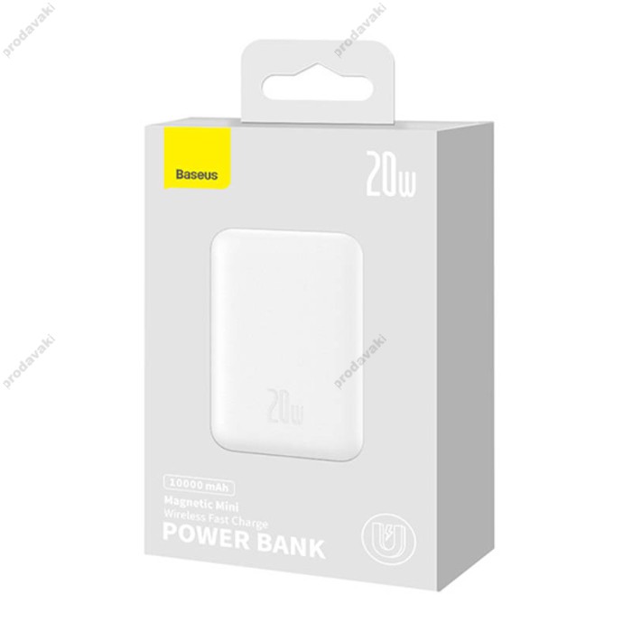 Повербанк портативний акумулятор Power bank Baseus Magnetic Mini MagSafe магнітний 20W 10000 mAh White PPCX070002
