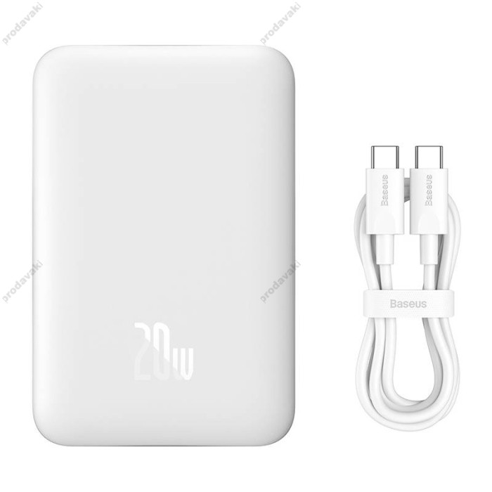 Повербанк портативний акумулятор Power bank Baseus Magnetic Mini MagSafe магнітний 20W 10000 mAh White PPCX070002