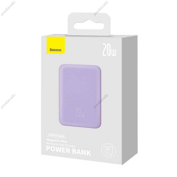 Повербанк портативний акумулятор Power bank Baseus Magnetic Mini MagSafe магнітний 20W 10000 mAh Purple PPCX110105