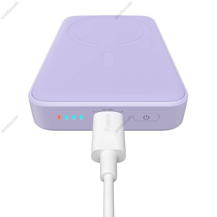 Повербанк портативний акумулятор Power bank Baseus Magnetic Mini MagSafe магнітний 20W 10000 mAh Purple PPCX110105