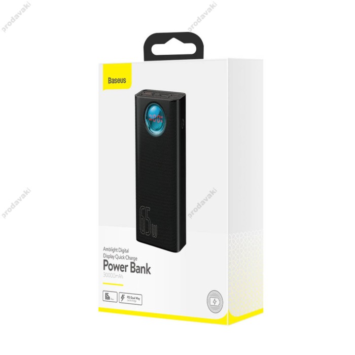Повербанк портативний акумулятор Power bank Baseus Amblight Digital Display 65W 30000 mAh Black PPLG000101 (PPLG-A01)
