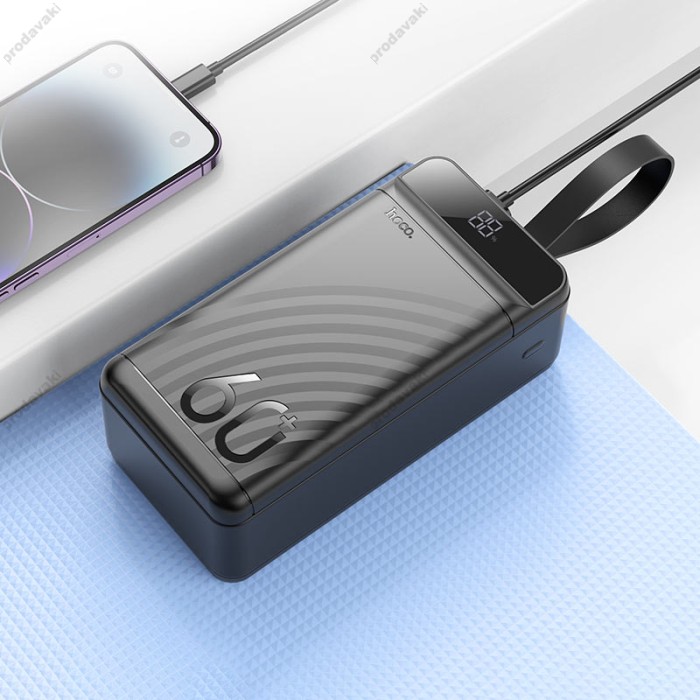 Повербанк портативний акумулятор Power bank Hoco J123C Element 22.5W+PD20W 60000 mAh Black