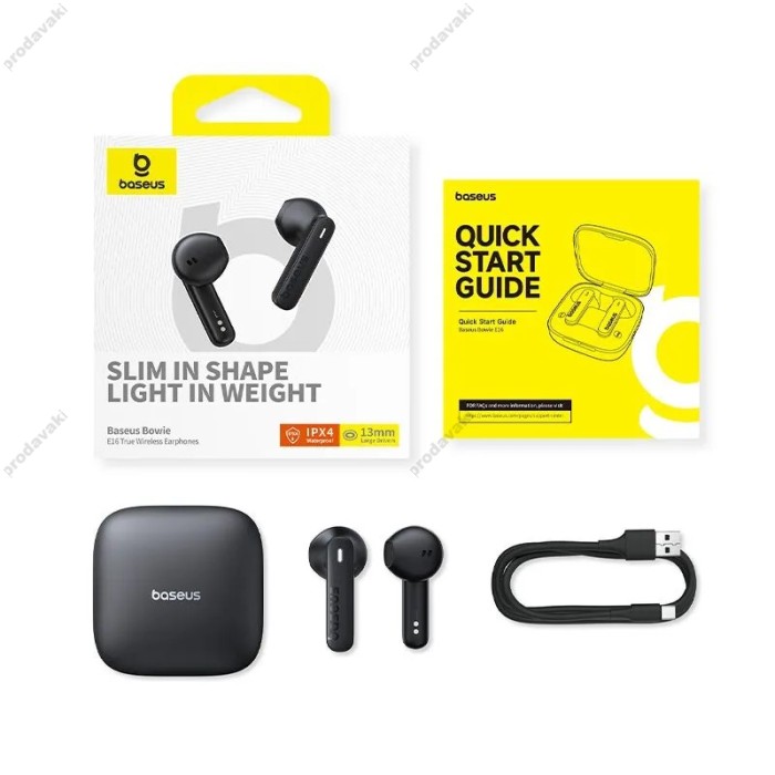 Бездротові Bluetooth навушники Baseus Bowie E16 True Wireless Earphones BT 5.3 Black A00061900113-01