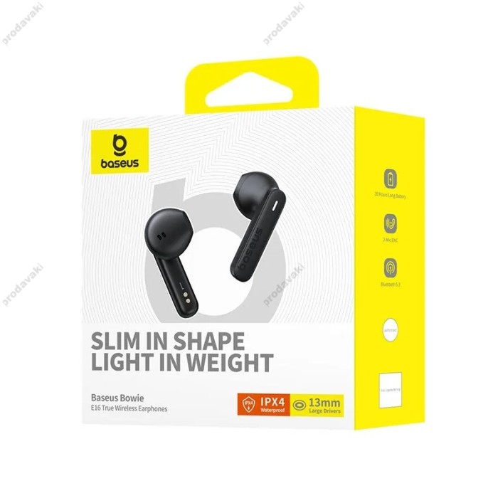 Бездротові Bluetooth навушники Baseus Bowie E16 True Wireless Earphones BT 5.3 Black A00061900113-01