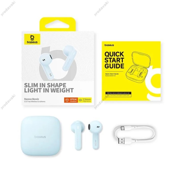 Бездротові Bluetooth навушники Baseus Bowie E16 True Wireless Earphones BT 5.3 Blue A00061900313-01