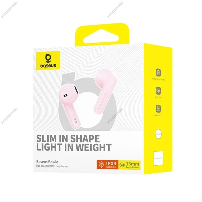 Бездротові Bluetooth навушники Baseus Bowie E16 True Wireless Earphones BT 5.3 Pink A00061900413-01