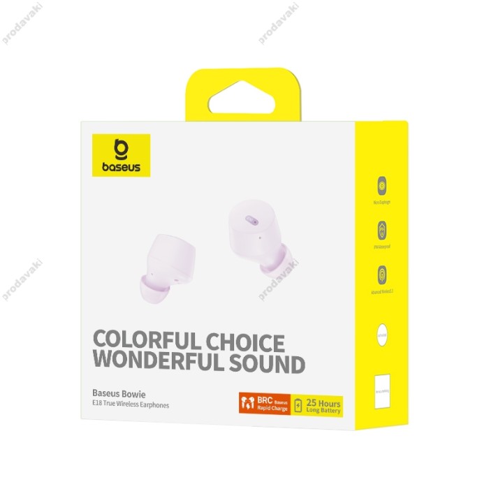 Бездротові Bluetooth навушники Baseus Bowie E18 True Wireless Earphones BT 5.3 Purple A00023800533-00