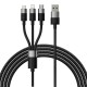 Кабель USB Baseus StarSpeed 3in1 Fast Charging Data Cable USB to M+L+C 3.5A 0.6m Black P10319900111-00