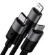 Кабель USB Baseus StarSpeed 3in1 Fast Charging Data Cable USB to M+L+C 3.5A 0.6m Black P10319900111-00