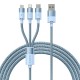 Кабель USB Baseus StarSpeed 3in1 Fast Charging Data Cable USB to M+L+C 3.5A 1.2m Blue CAXS000017