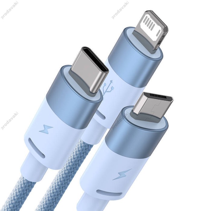 Кабель USB Baseus StarSpeed 3in1 Fast Charging Data Cable USB to M+L+C 3.5A 1.2m Blue CAXS000017