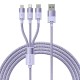 Кабель USB Baseus StarSpeed 3in1 Fast Charging Data Cable USB to M+L+C 3.5A 1.2m Purple CAXS000005