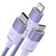 Кабель USB Baseus StarSpeed 3in1 Fast Charging Data Cable USB to M+L+C 3.5A 1.2m Purple CAXS000005