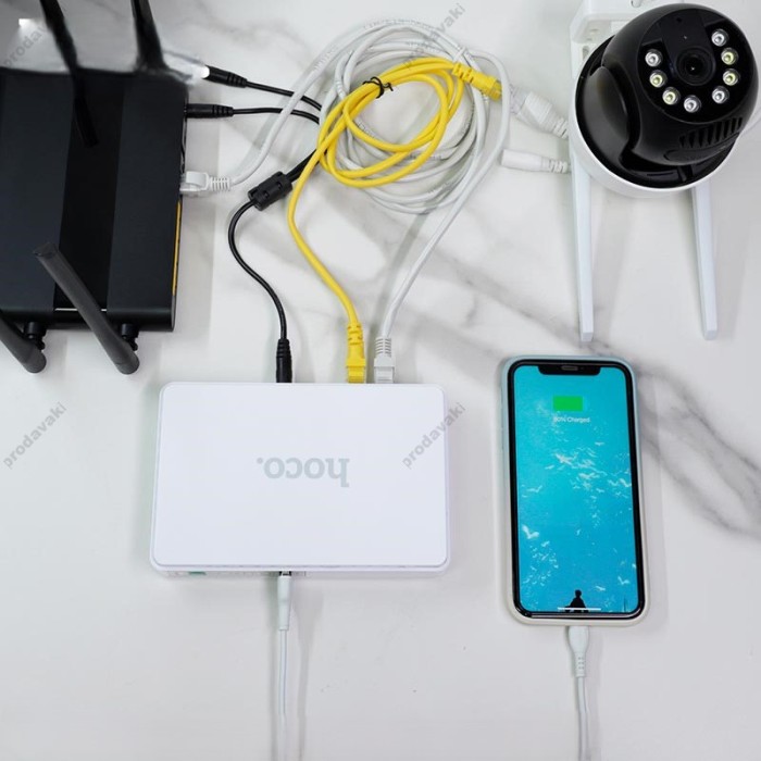 Повербанк портативний акумулятор Power bank HOCO DB25 Mini DC UPS Emergency 5v/9v/12v LAN POE 8800 mAh White