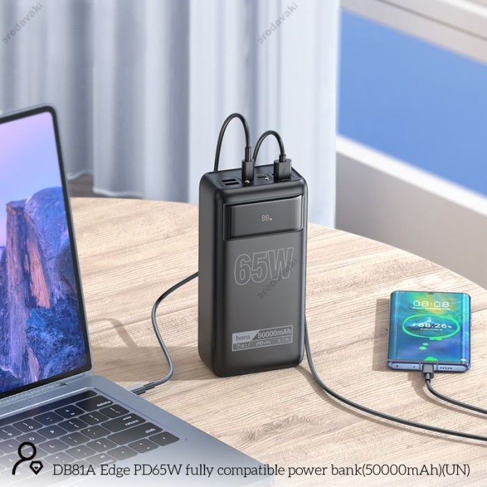 Повербанк портативний акумулятор Power bank Hoco DB81A Apollo PD65W fully compatible 50000 mAh Black