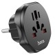 Мережевий адаптер HOCO AC6 Unimpeded universal conversion plug (EU) Black