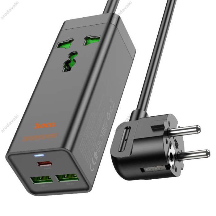 Мережевий подовжувач фільтр HOCO AC9A Talent PD30W (1C2A with 1 socket) desktop charger (EU) Black