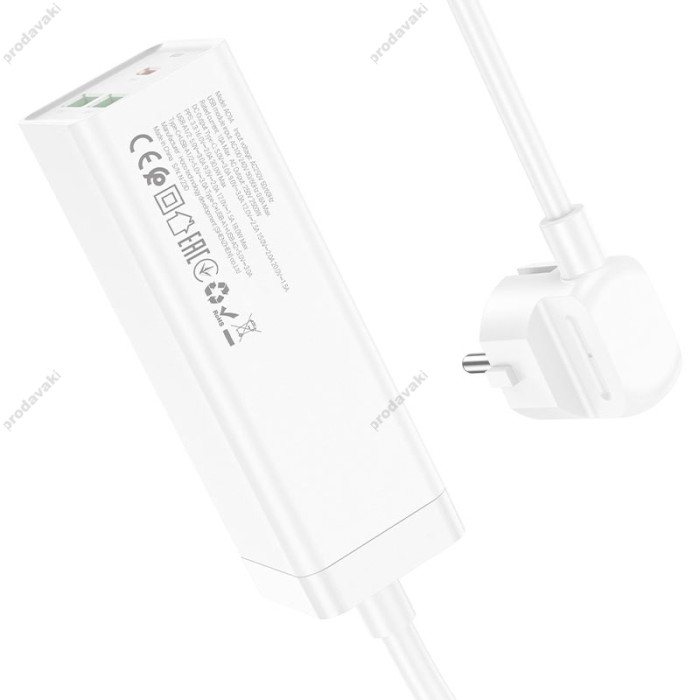 Мережевий подовжувач фільтр HOCO AC9A Talent PD30W (1C2A with 1 socket) desktop charger (EU) White