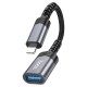 Перехідник HOCO UA24 iP Lightning male to USB female 2.0 converter Metal gray