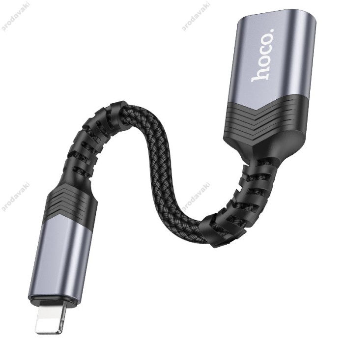 Перехідник HOCO UA24 iP Lightning male to USB female 2.0 converter Metal gray